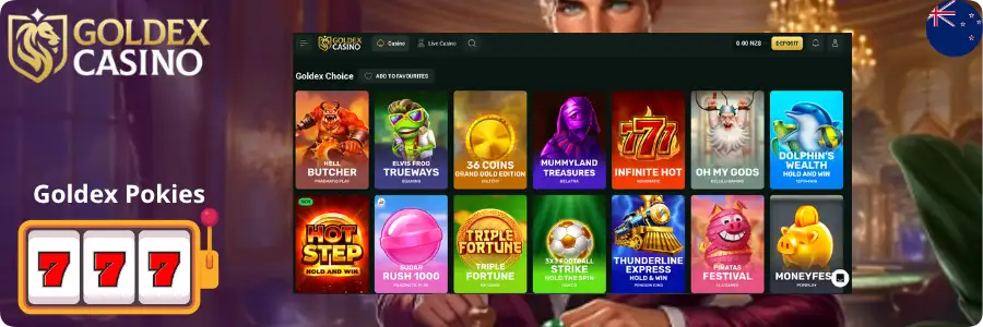 Goldex Choice pokies selection with Sugar Rush 1000, Triple Fortune and other slot machines