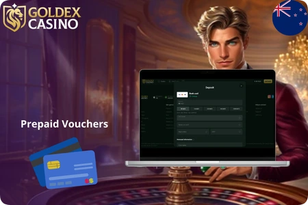 Prepaid voucher and bank card deposit form in the Goldex cashier